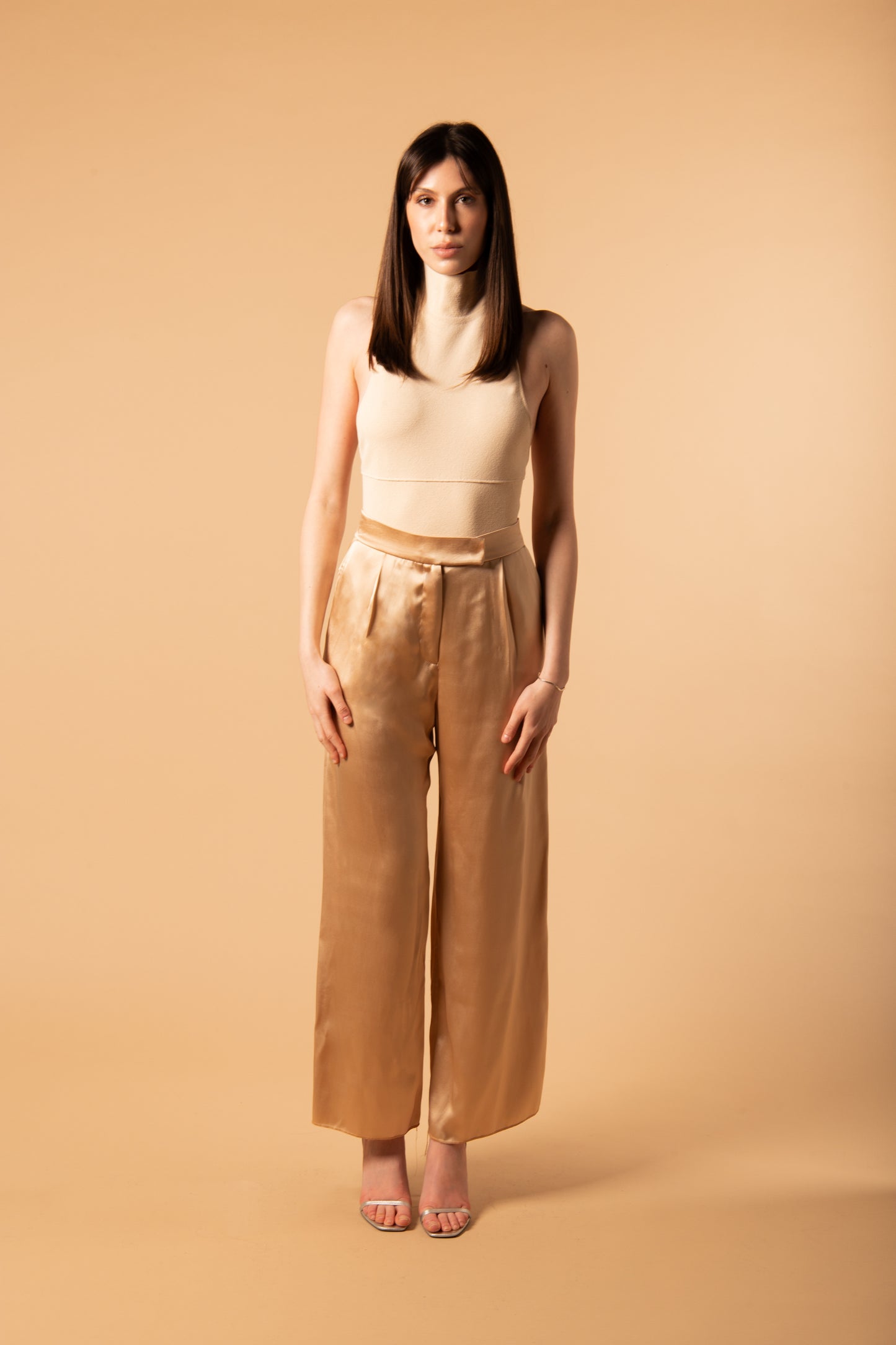 Pantalone in raso di seta