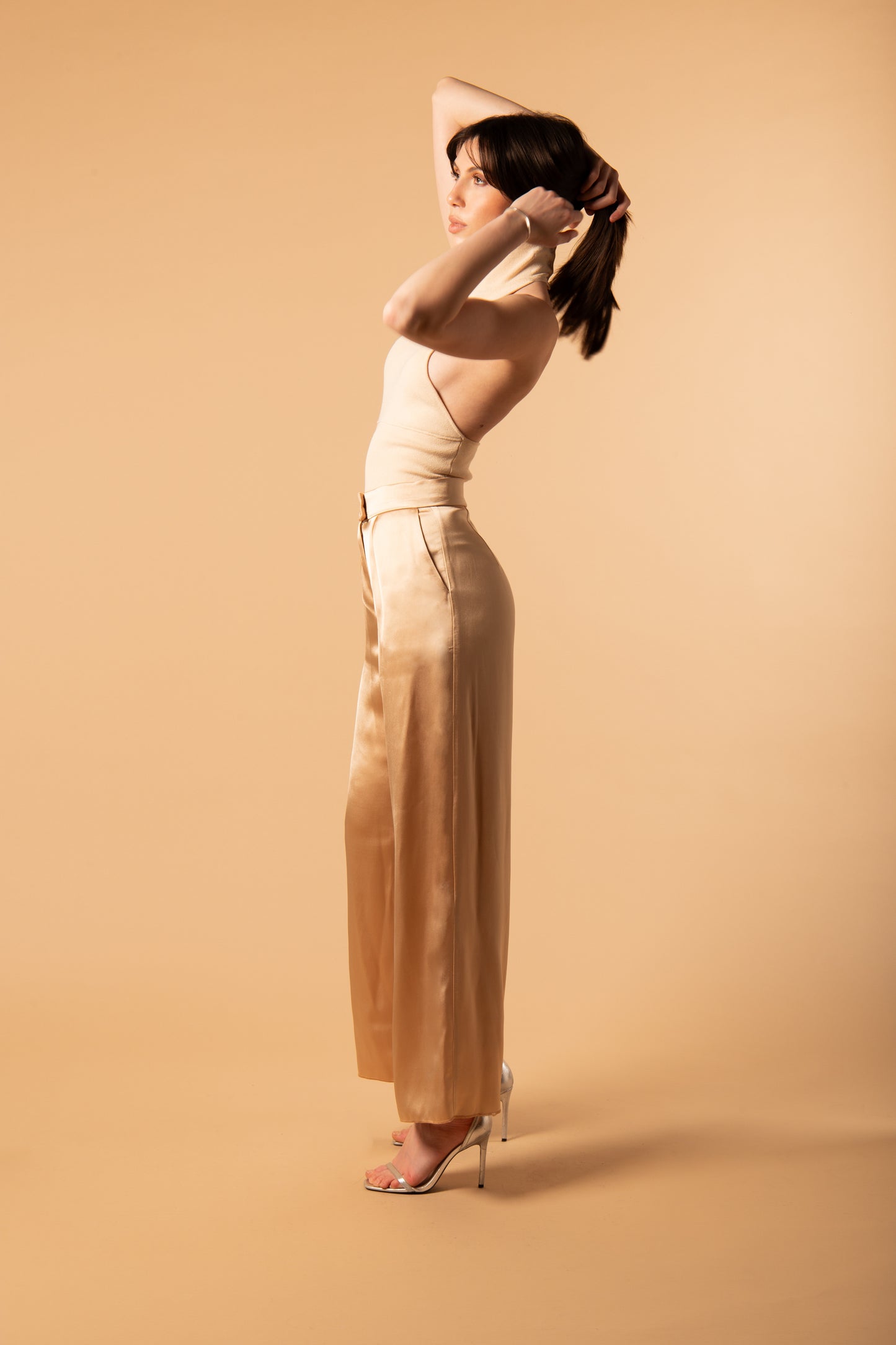 Pantalone in raso di seta
