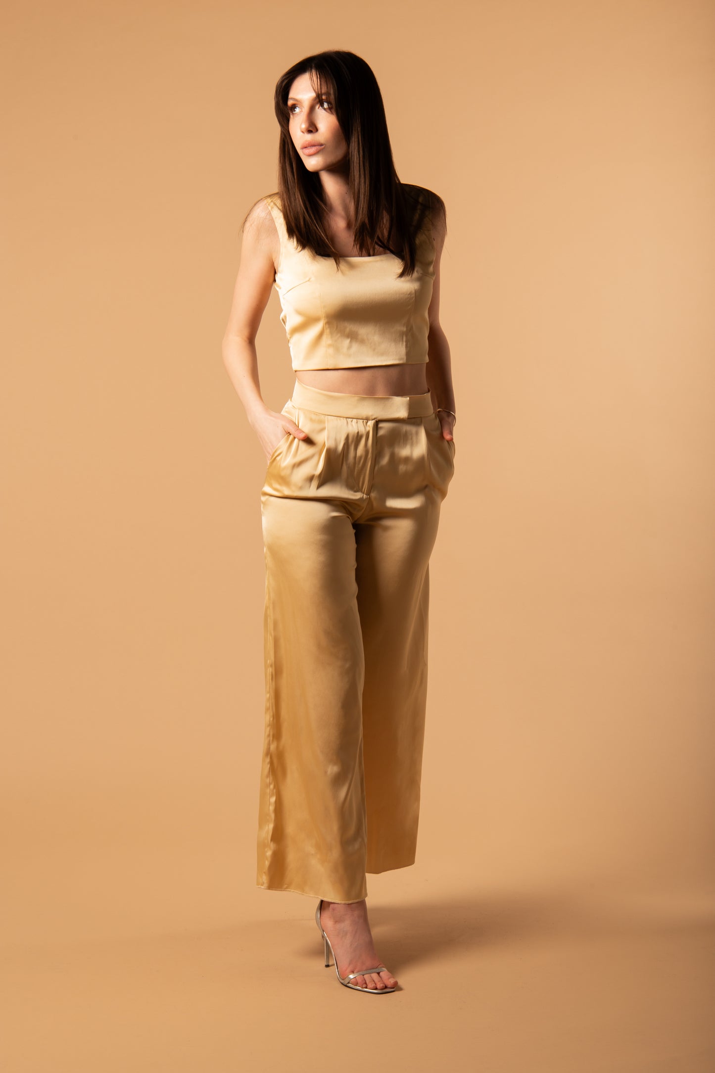 Pantalone raso di seta